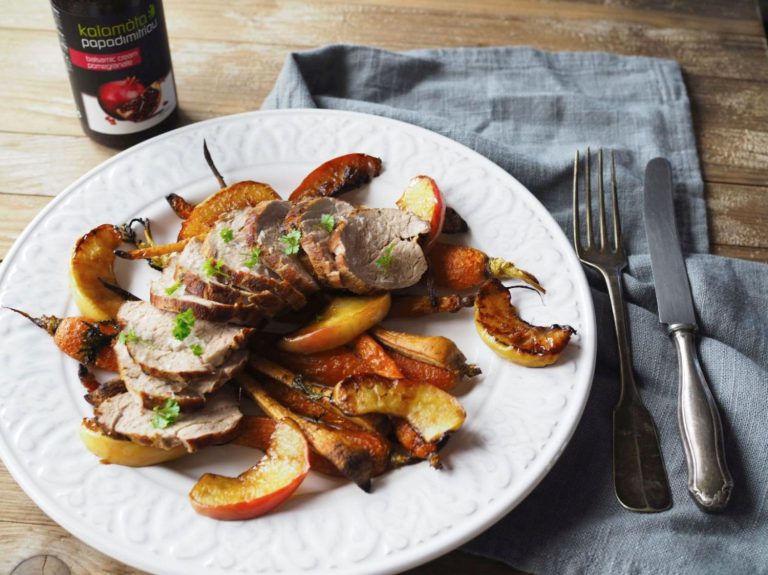 Vepřová panenka se zeleninou a jablky Vepřová panenka se zeleninou a jablky