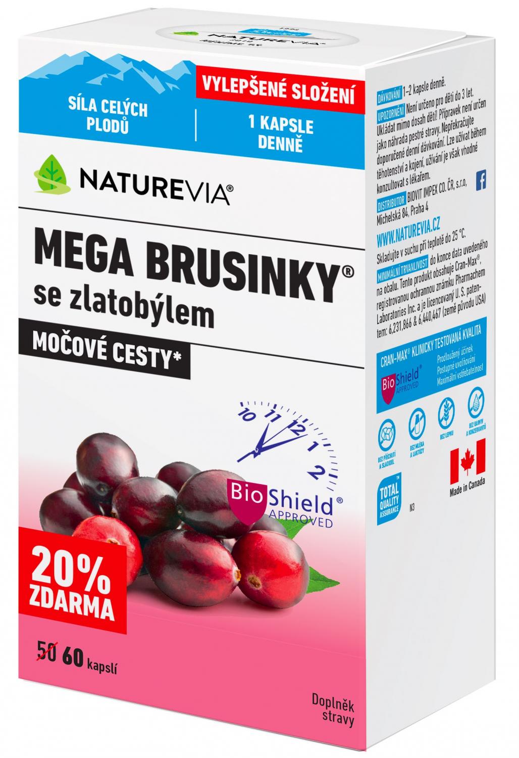 Naturevia Mega Brusinky se zlatobýlem