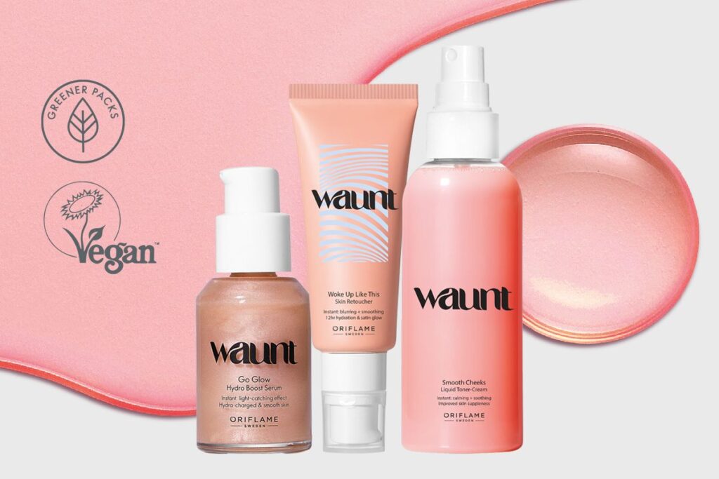 Tonizační sprej Waunt Smooth Cheeks, Tónovaný korekční krém Waunt Woke Up Like This, Rozjasňující hydratační sérum Waunt Go Glow